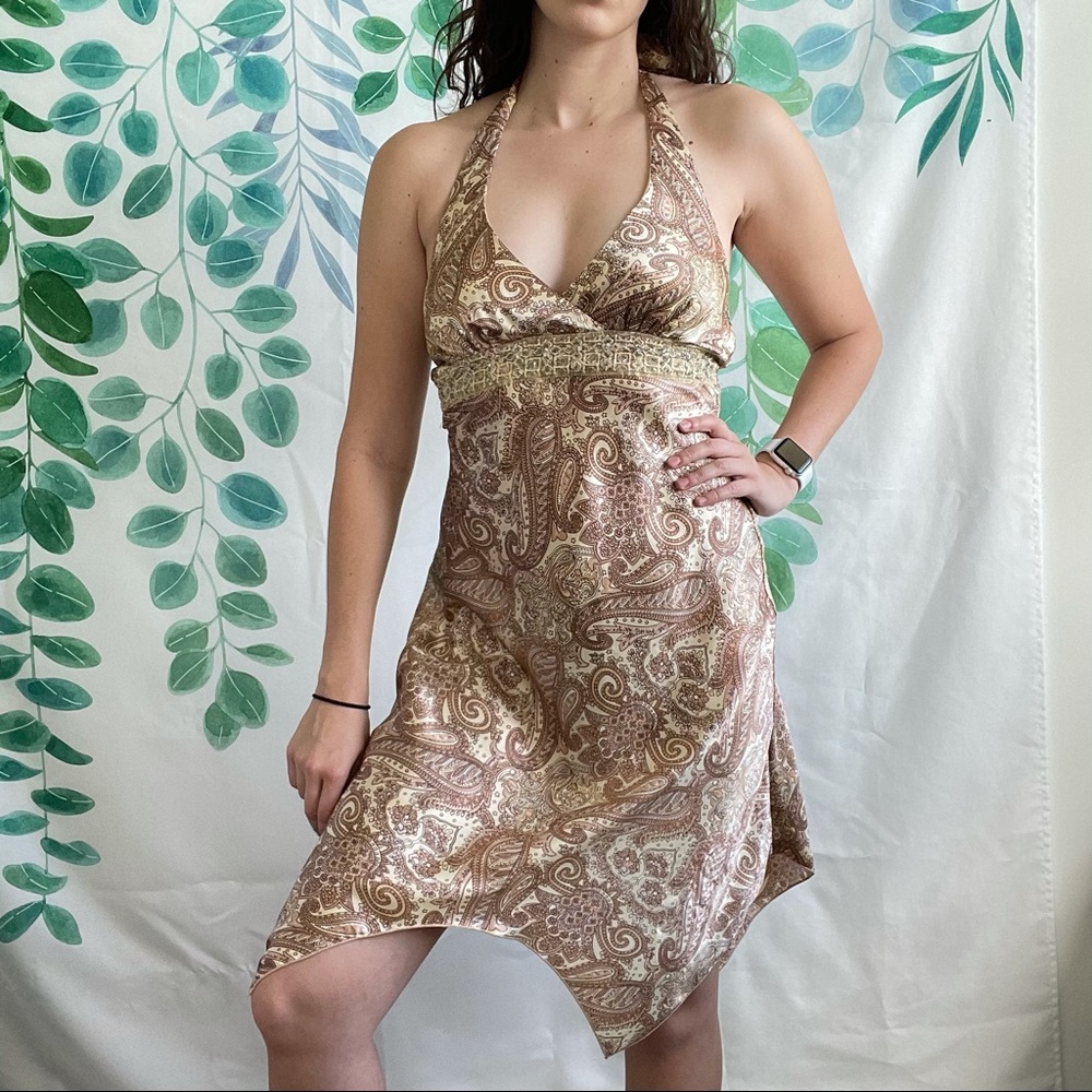 Vintage City Triangles Silky Halter Dress
